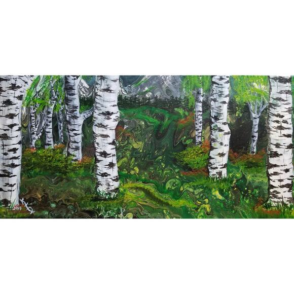 Art Print from my Original Work 9" x 18" "Birch Forest" Acid Free Paper - Picture 1 of 1